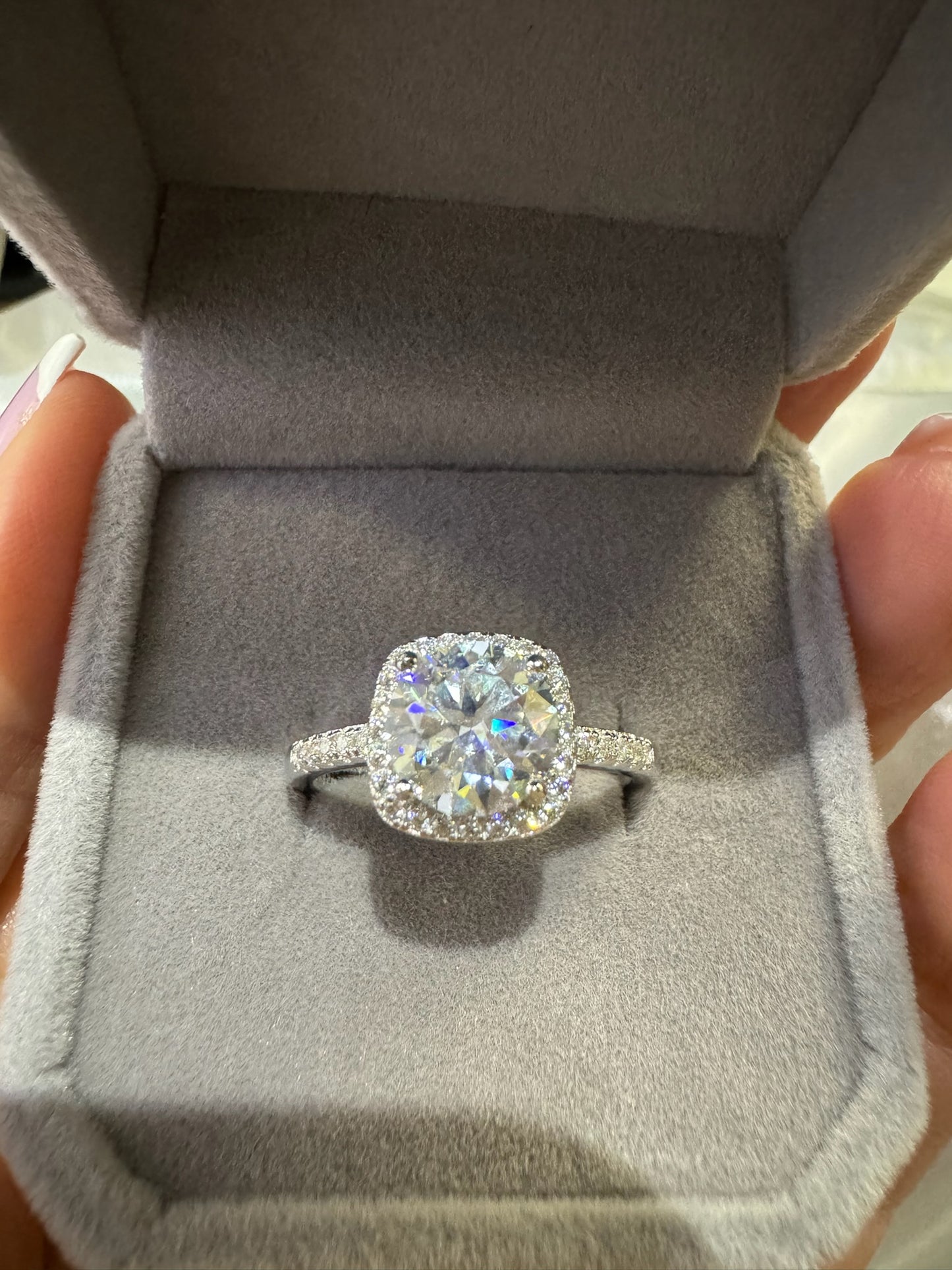 2CT Moissanite Diamond 925 Silver Ring