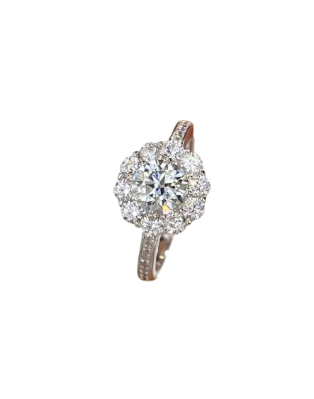 1Ct Moissanite over 925 Sterling Silver Ring. Very excellent Cut (3EX) and color D