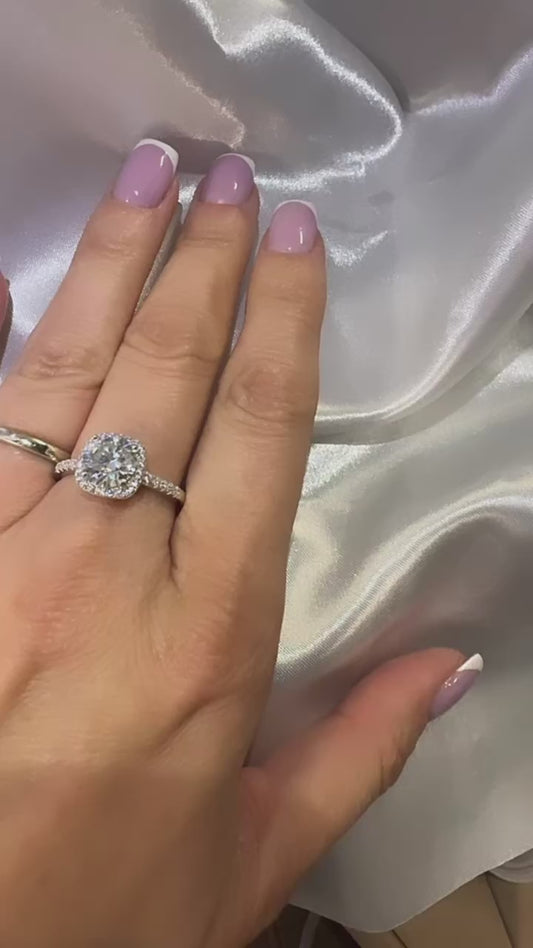 2CT Moissanite Diamond 925 Silver Ring